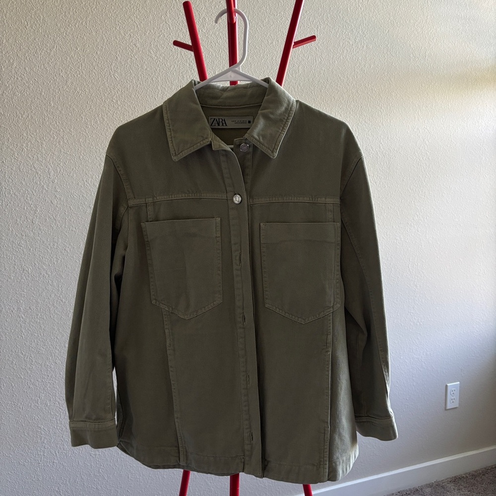 Zara Cotton Sage Green Jacket